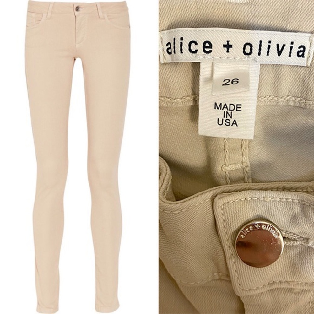 ALICE + OLIVIA beige skinnies